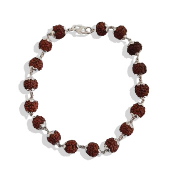 70 Silver Rudraksha Bracelet With Flower Caps