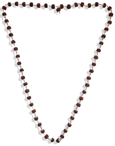 70 Silver Rudraksha Mala With Flower Caps