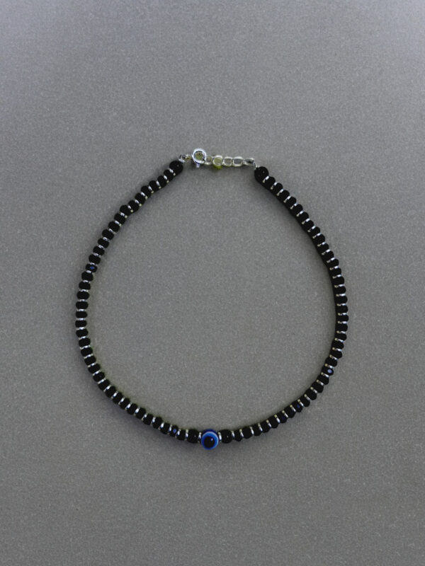 92.5 Silver Evil Eye Beads Anklet 1 pc ( 5 GM)