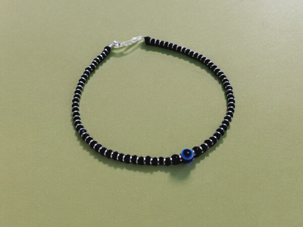 92.5 Silver Evil Eye Beads Anklet 1 pc ( 5 GM)