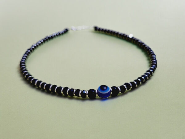 92.5 Silver Evil Eye Beads Anklet 1 pc ( 5 GM)