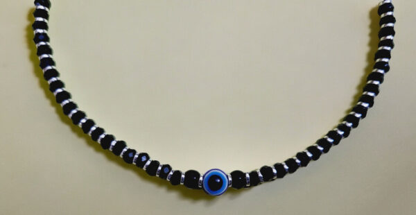 92.5 Silver Evil Eye Beads Anklet 1 pc ( 5 GM)