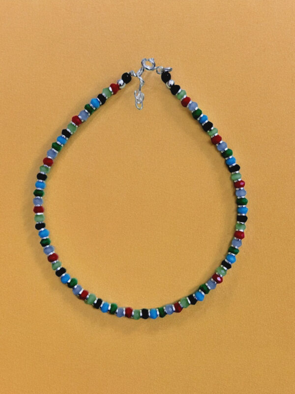 92.5 Silver Multi Color Beads Nazariya Anklet 1 pc (5 GM)