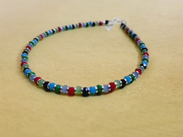 92.5 Silver Multi Color Beads Nazariya Anklet 1 pc (5 GM)