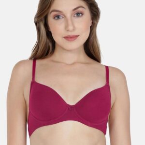 Jockey Maroon Solid Lightly Padded T-shirt Bra