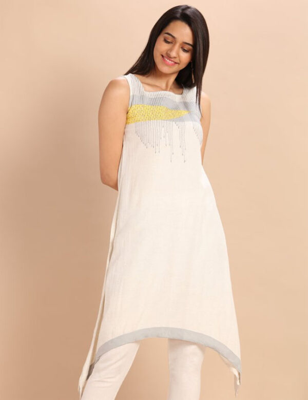 IMARA Boxed Out Geometric Off-White Kurta