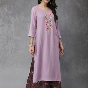 Anouk Women Embroidered Kurta with Printed Palazzos