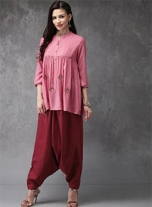 Anouk Women Embroidered Kurti with Harem Pants