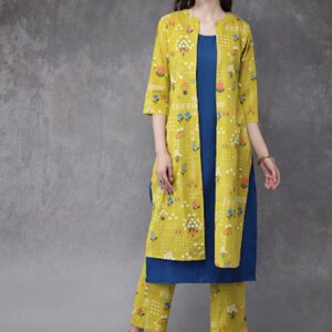 Anouk Women Printed Layered Kurta with Trousers