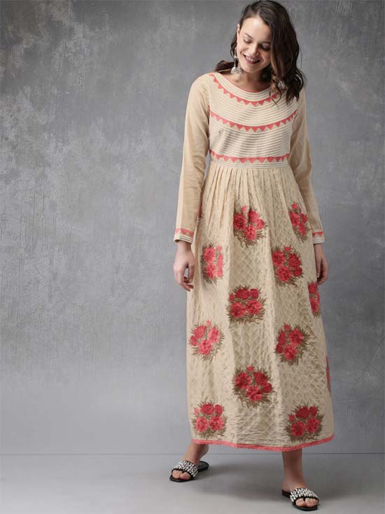 Anouk Women Floral Embroidery A-Line Kurta