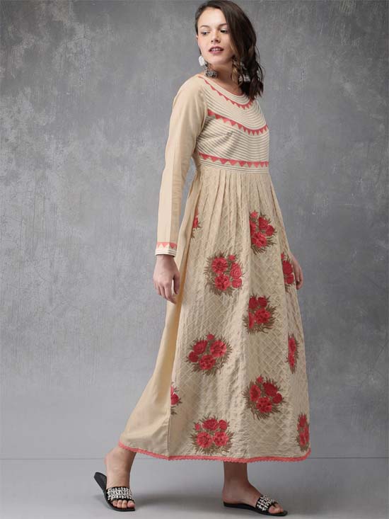 Anouk Women Floral Embroidery A-Line Kurta