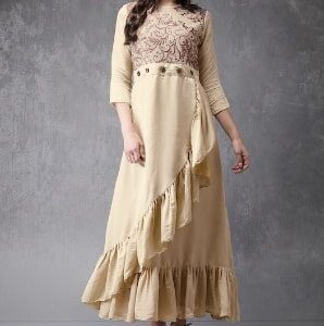 Anouk Women  Embroidered A-Line Kurta