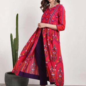 Sangria Women Solid Kurta with Trouser