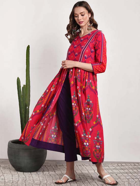 Sangria Women Solid Kurta with Trouser