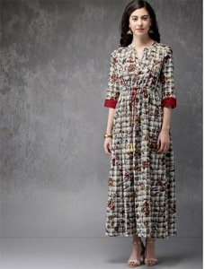 Anouk Women Checked A-Line Kurta