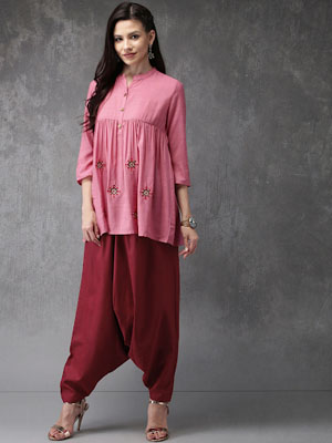 Anouk Women Embroidered Kurti with Harem Pants