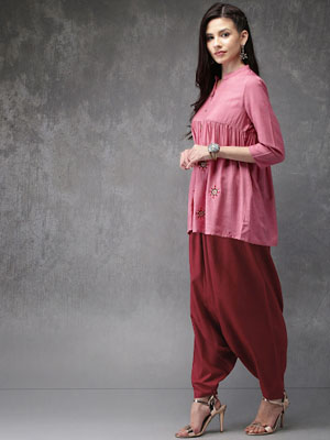 Anouk Women Embroidered Kurti with Harem Pants