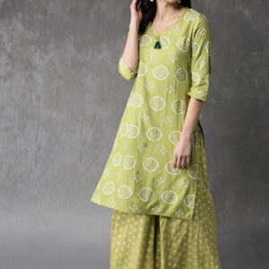 Anouk Women  Printed Kurta with Palazzos