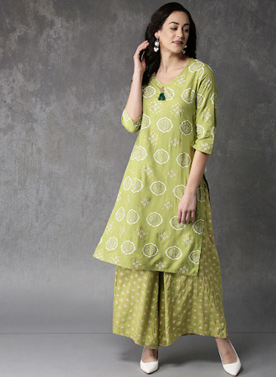 Anouk Women  Printed Kurta with Palazzos