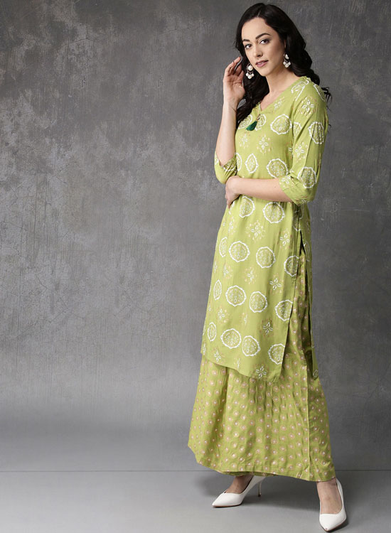 Anouk Women  Printed Kurta with Palazzos