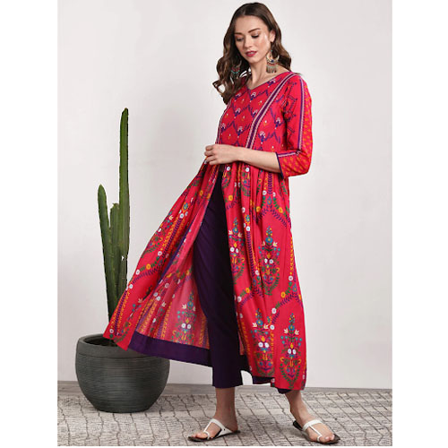 Sangria Women Solid Kurta with Trousers