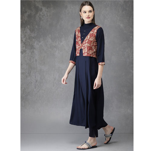 Anouk Women Solid Kurta with Trousers