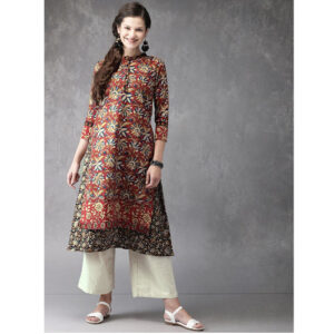 Anouk Women Kalamkari Print Layered Kurta with Trousers