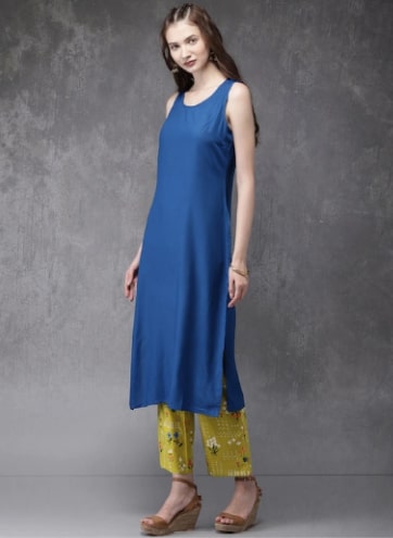 Anouk Printed Layered Kurta with Trouser