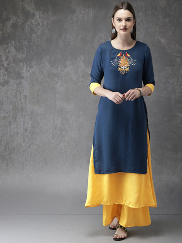 Anouk Layered Yoke Design Kurta with Palazzos