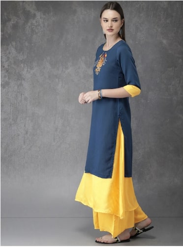 Anouk Layered Yoke Design Kurta with Palazzos