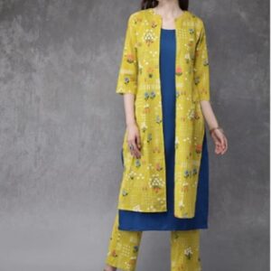 Anouk Printed Layered Kurta with Trousers