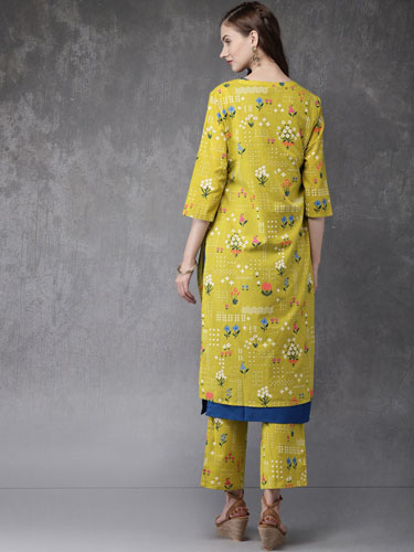 Anouk Printed Layered Kurta with Trousers