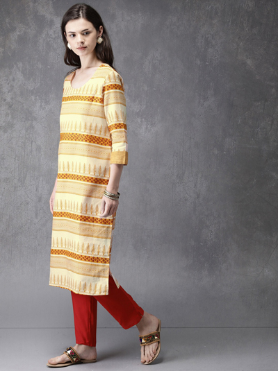 Anouk Printed Layered Kurta with Trousers