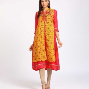 Rangriti  Women Printed Cotton Blend Frontslit Kurta