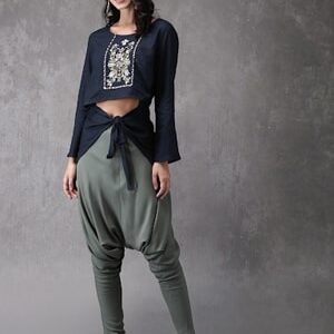 Anouk Women Navy Top with Dhoti Pants