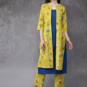 Anouk Women Printed Layered Kurta with Trousers