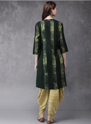 Anouk Women Green Printed Kurta with Patiala