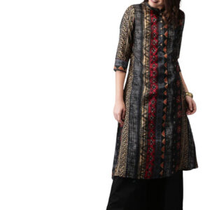 Anouk Women Black Printed Kurta with Palazzos