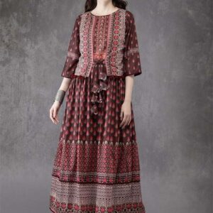 Anouk Women Printed Layered A-Line Kurta