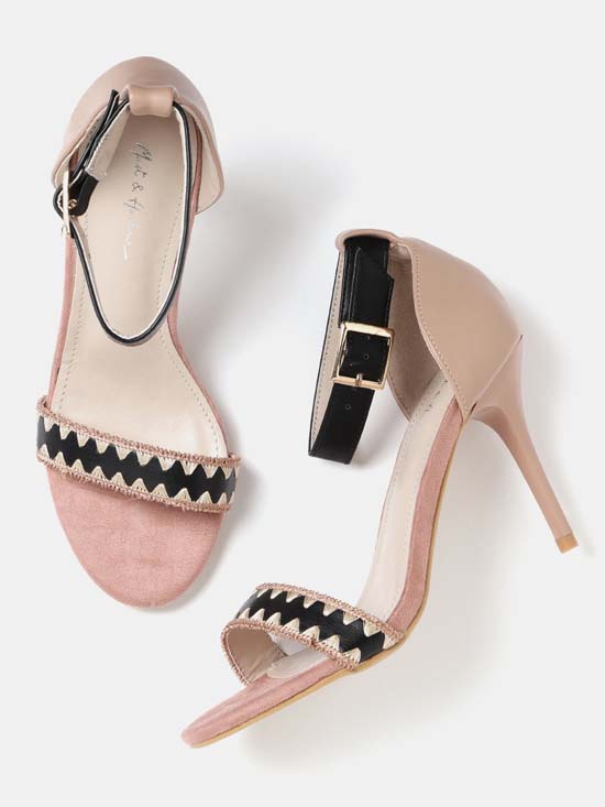 Mast & Harbour Beige Woven Design Heels