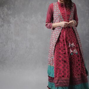 Anouk Women Printed Layered A-Line Kurta