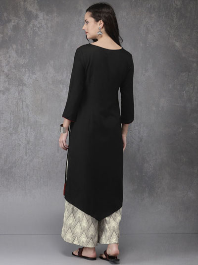 Anouk Women Solid Kurta with Palazzos