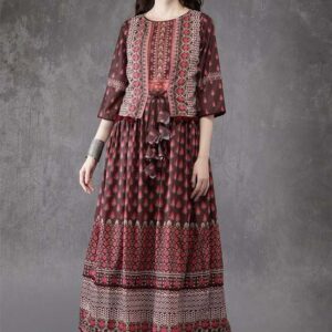 Anouk Women Printed Layered A-Line Kurta