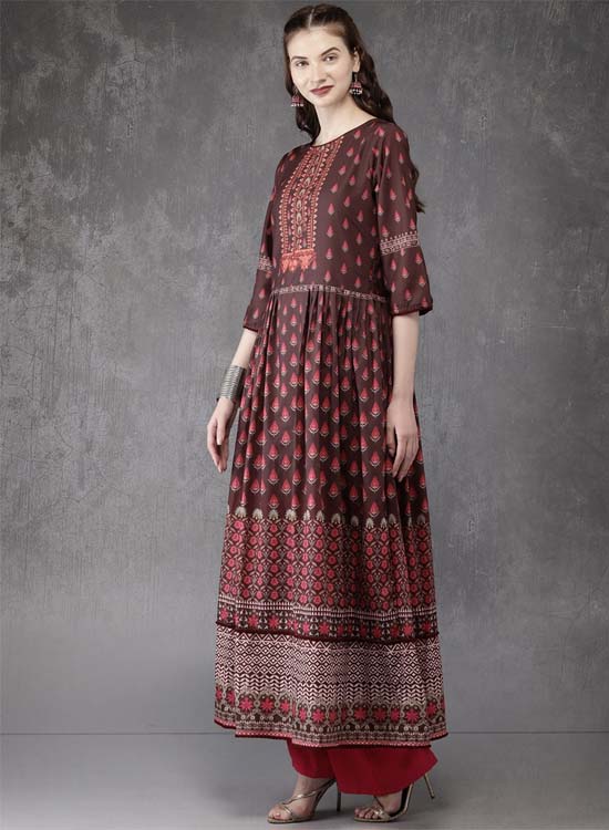 Anouk Women Printed Layered A-Line Kurta