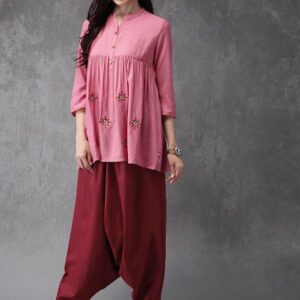 Anouk Women Embroidered Kurti with Harem Pants