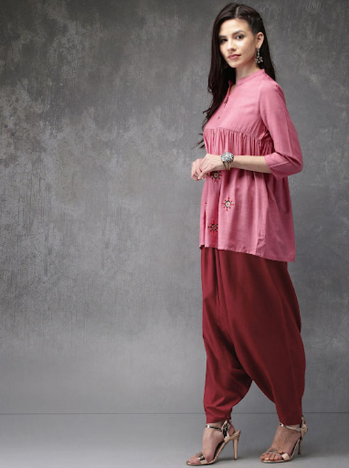 Anouk Women Embroidered Kurti with Harem Pants