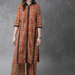 Anouk Women Red & Black Printed Kurta with Palazzos