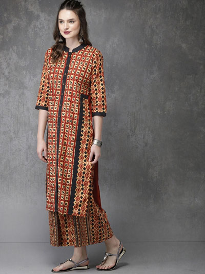 Anouk Women Printed Kurta with Palazzos