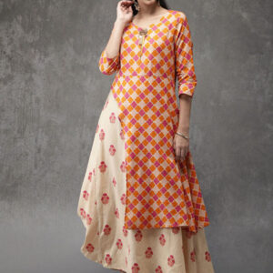 Anouk Women Printed A-Line Fusion Kurta