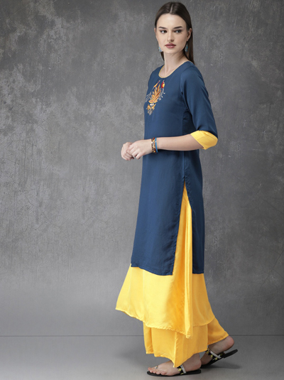 Anouk Women Layered Yoke Design Kurta with Palazzos